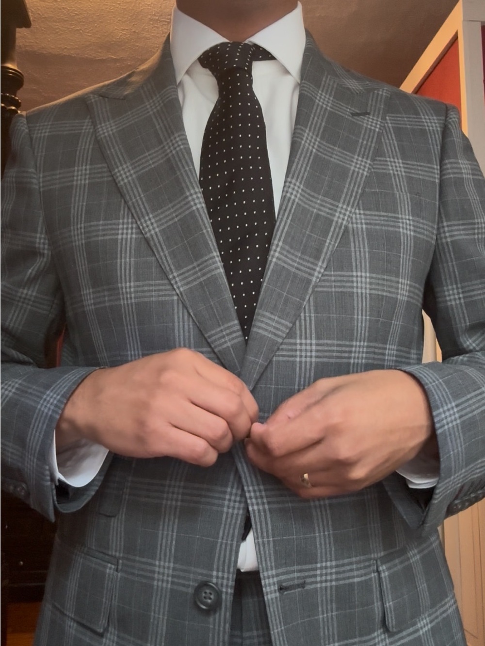 Tailored Gray Plaid Men's Suit